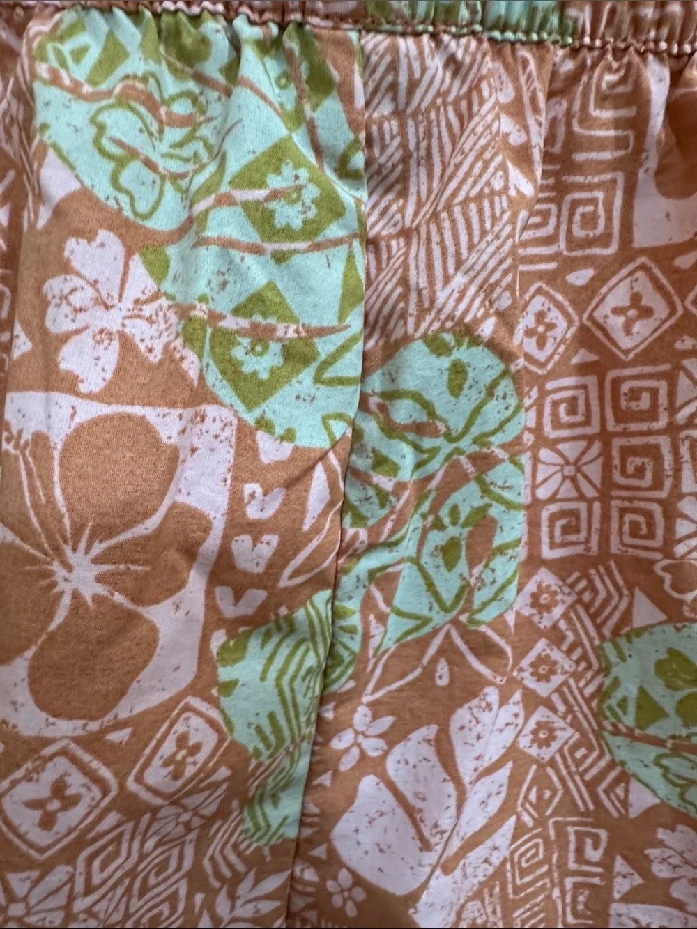 Billabong Orange and Mint Floral Elastic-Waist Women’s Shorts